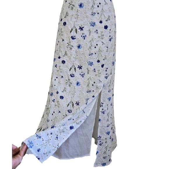 Chelsea 28 White Floral Embroidery Eyelet Babydoll Sundress L Cottage Romantic - Picture 3 of 11